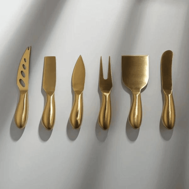 Conjunto Facas de Queijo 6 Peças Dourado